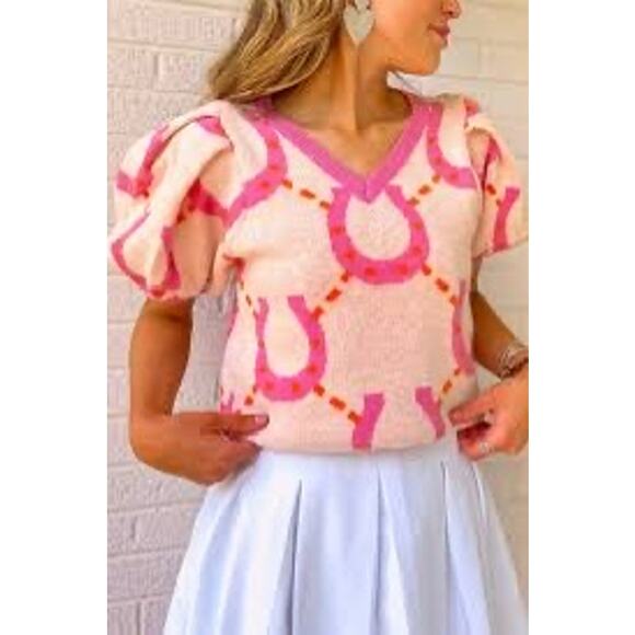 BiBi Short Sleeve Horseshoe Knit Sweater – Size Small – NWT - Picture 1 of 15